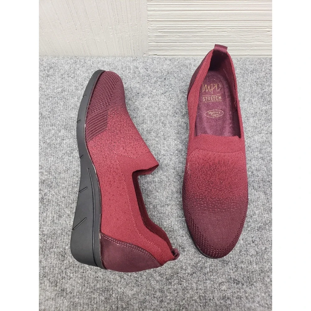 Impo Glenmory Women Shoes 9M Burgundy Stretch Comfort Wedge Pump Pull On Outdoor
